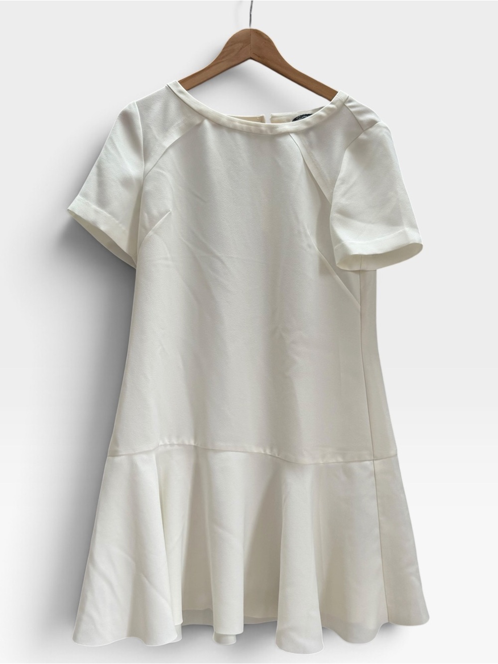 Banana Republic White Drop Waist Peplum Dress Short Sleeve 8